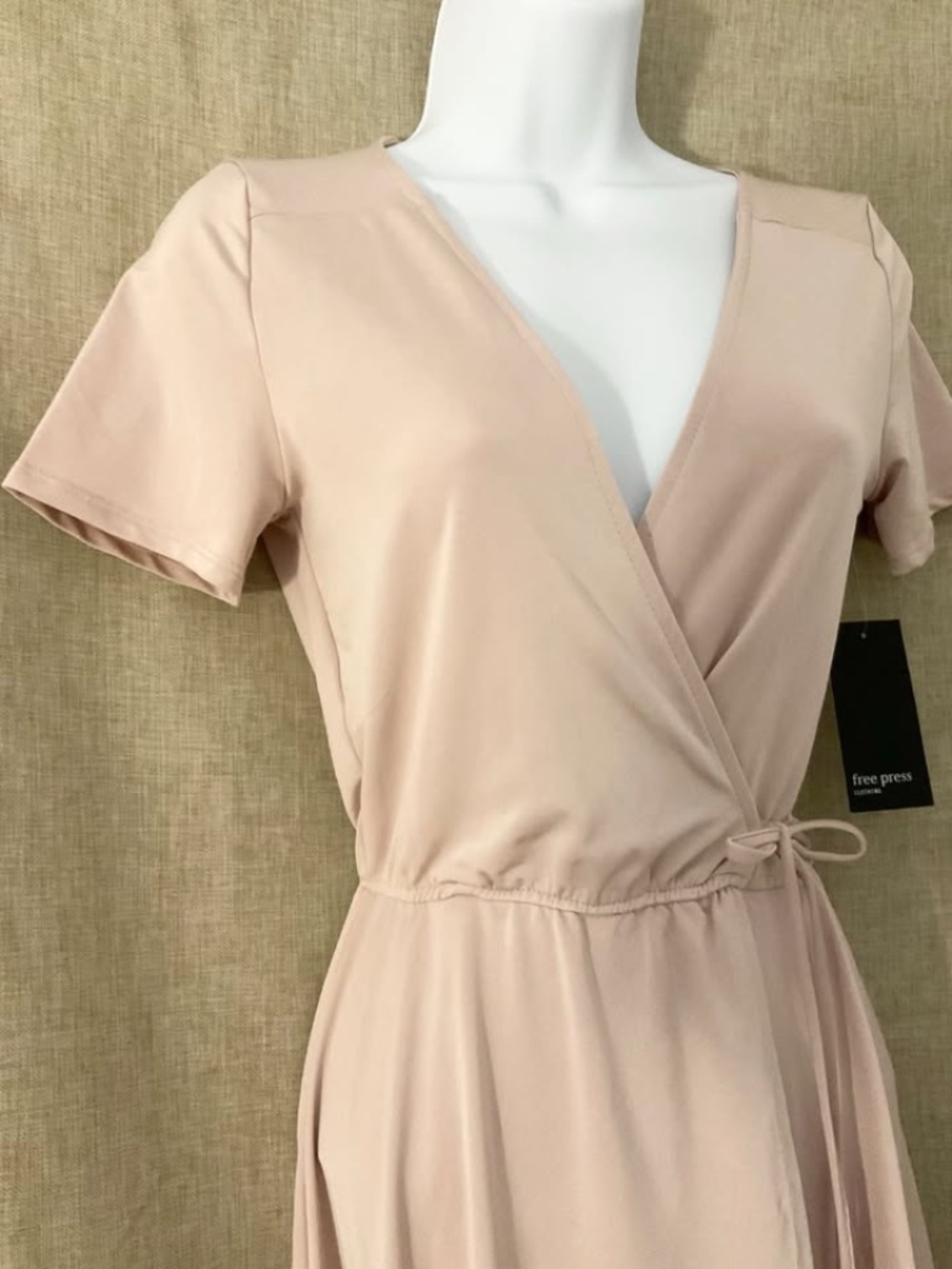 NWT Pale Pink Slip On Wrap Dress , XS